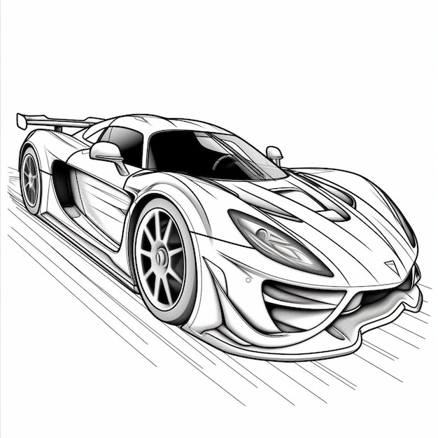 Ilustración de vector de coche de vista en blanco y negro para diseño conceptual