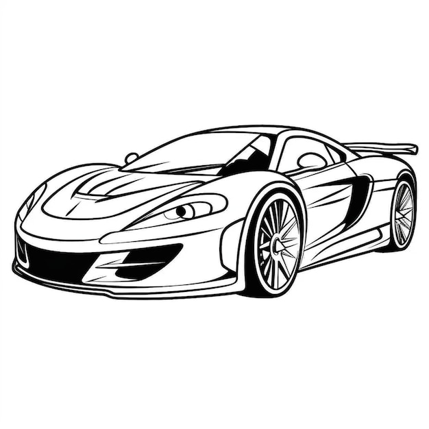 Foto ilustración de vector de coche de vista en blanco y negro para diseño conceptual