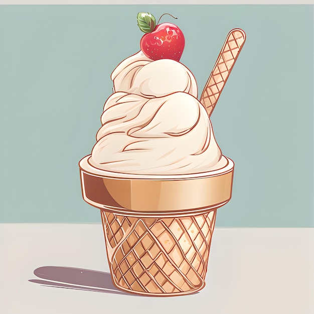 Foto ilustración de vector de cono de helado