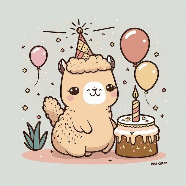 Ilustración del vector de cumpleaños de la llama