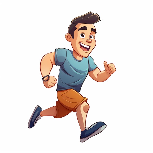 Ilustración de vector de dibujos animados 2d para correr sobre fondo blanco