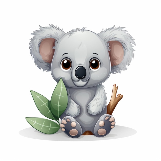 Ilustración de vector de dibujos animados 2d Koala sobre fondo blanco h