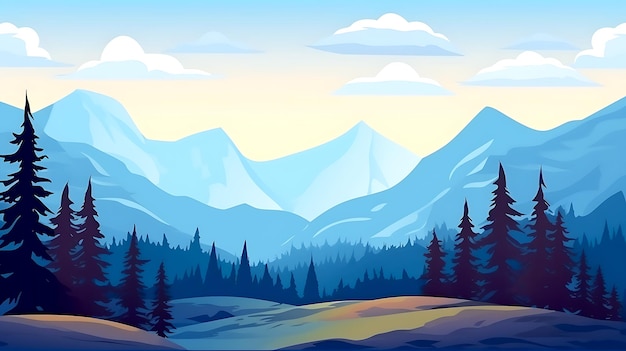Ilustración de vector de diseño de fondo de paisaje de montaña