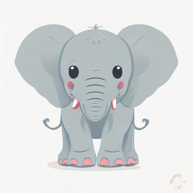 Ilustración de vector de estilo de animación de un elefante bebé plano estilizado