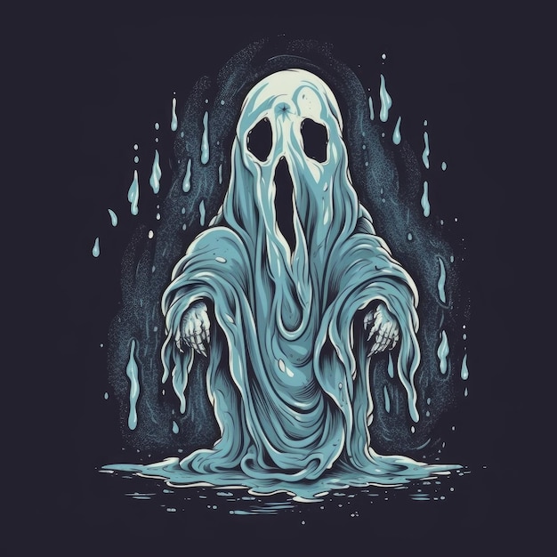 Ilustración de vector fantasma para camiseta dibujada en Adobe Illustrator Generative AI