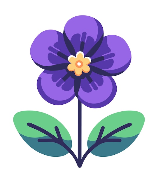 Ilustración del vector de la flor violeta en estilo simplificado