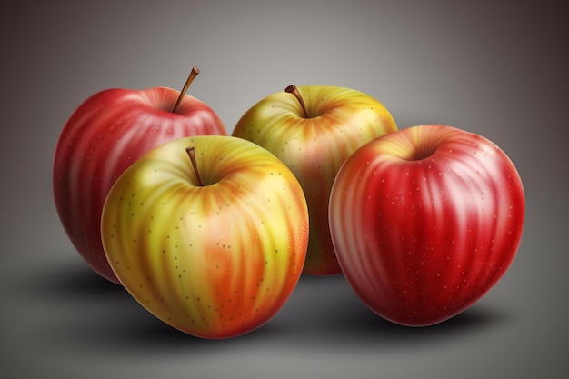 Foto ilustración de vector de fruta de manzana realista 3d