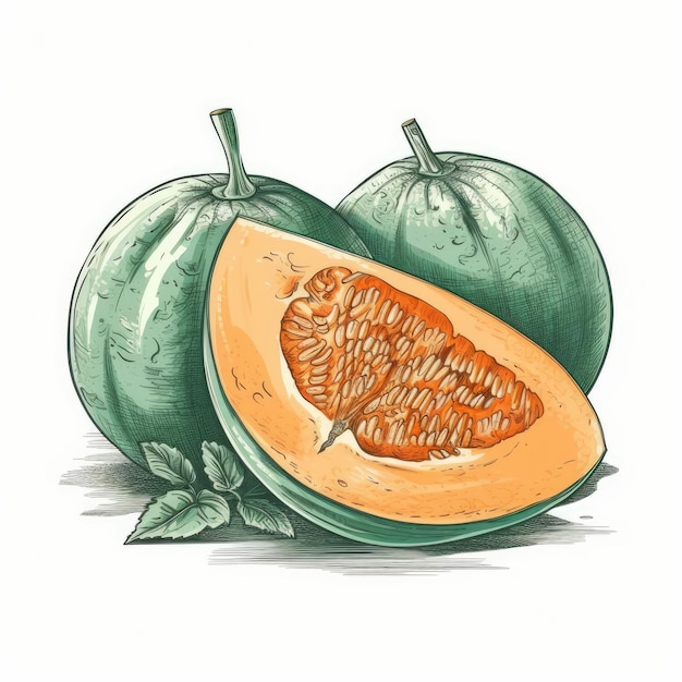 Foto ilustración de vector de fruta de melón para camiseta