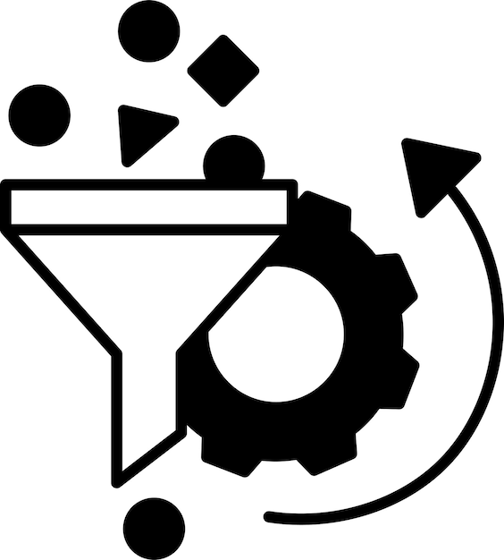Ilustración del vector de glifo sólido del filtro de minería de datos