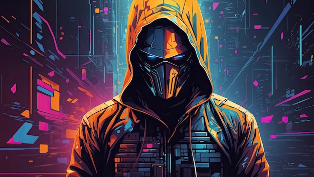 Ilustración de Vector de hacker Cyberpunk