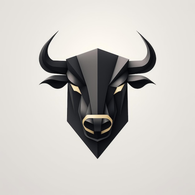 Ilustración de Vector de icono de cabeza de toro negro elegante