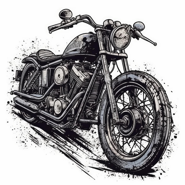 Ilustración de vector de motocicleta para camiseta dibujada en Adobe Illustrator