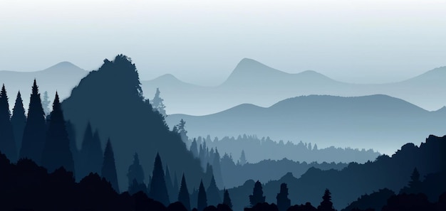 Ilustración de vector de paisaje de montaña. Panorama de la hermosa naturaleza.