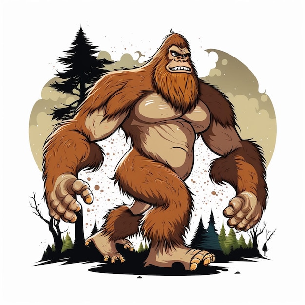 Foto ilustración de vector de personaje de cuerpo completo de bigfoot