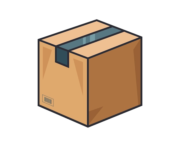 Ilustración de vector plano de caja de cartón para paquetes