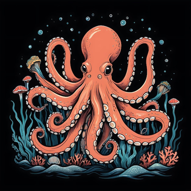 Ilustración del vector del pulpo de dibujos animados