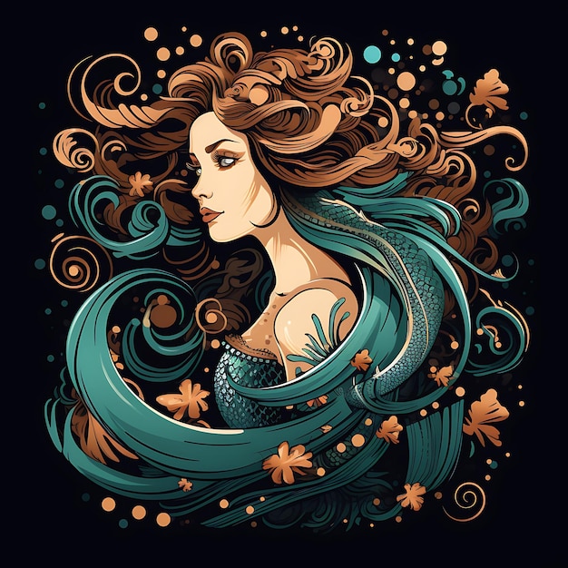 Ilustración de vector de sirena para banner de logotipo de stocker de diseño de camiseta