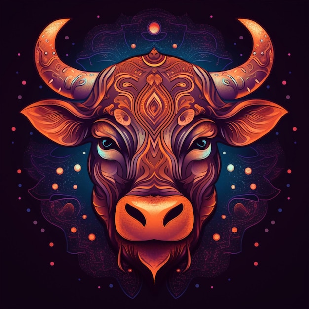 Ilustración de vector de toro colorido