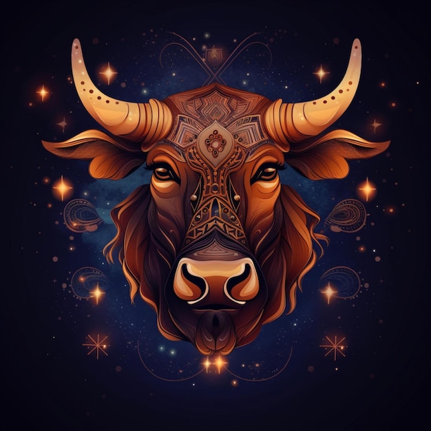 Ilustración de vector de toro colorido