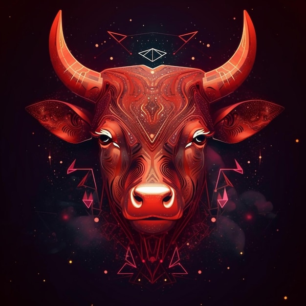 Foto ilustración de vector de toro colorido