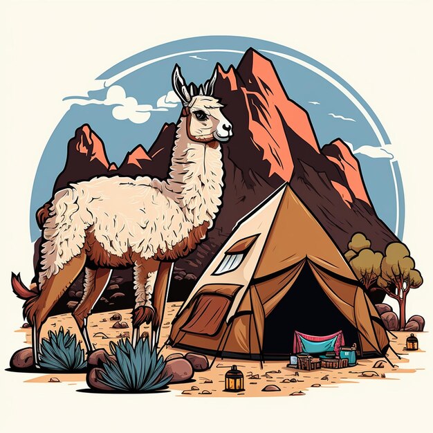 Ilustración de vectores de campamento de llamas