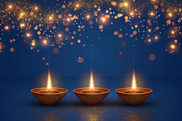 Ilustración vectorial 3D para celebrar Diwali el Festival de las Luces La imagen debe tener tres tra