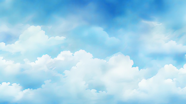 Ilustración vectorial de acuarela del cielo azul y las nubes