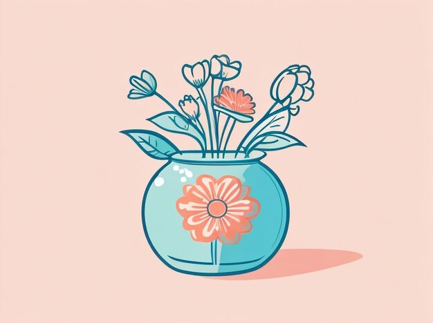 Ilustración vectorial aislada de un jarrón con flores