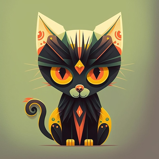 Ilustración vectorial al estilo del arte popular del gato