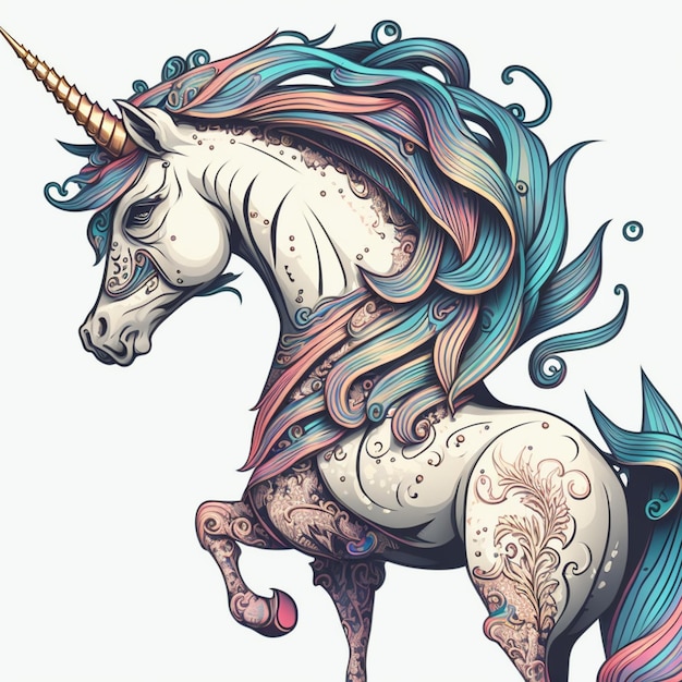 Ilustración vectorial al estilo de Unicornio Manga