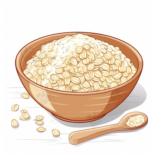 Foto ilustración vectorial de alta resolución de la avena en el cuenco