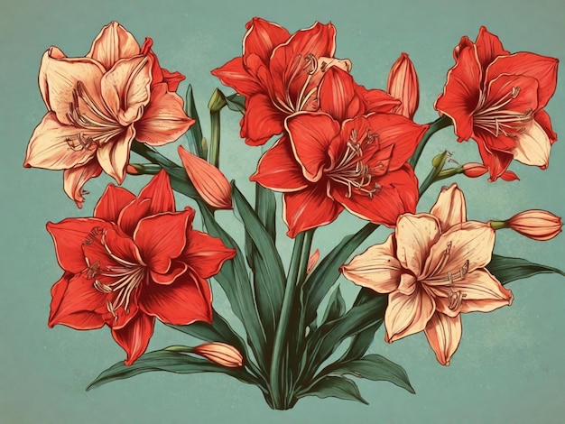Ilustración vectorial de amaryllis de cosecha