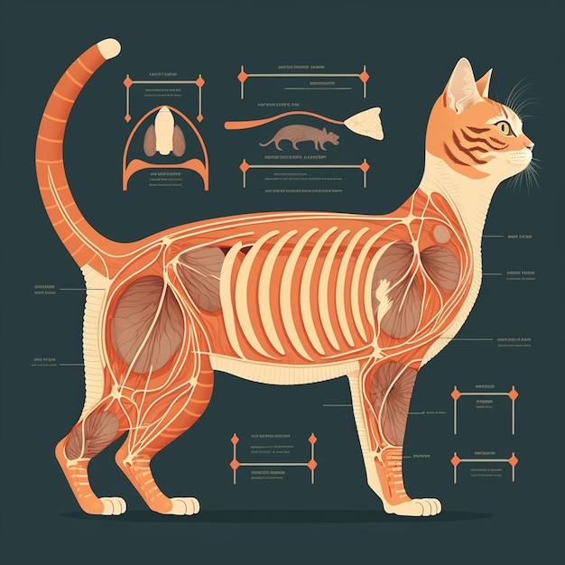 Ilustración vectorial de la anatomía del gato