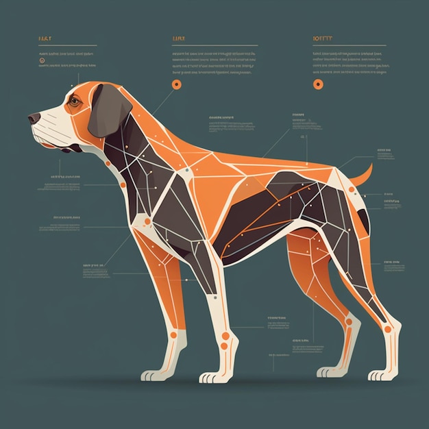 Foto ilustración vectorial de la anatomía del perro