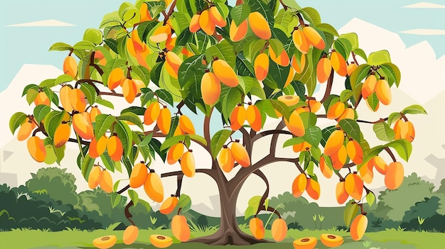 Ilustración vectorial de un árbol de mango