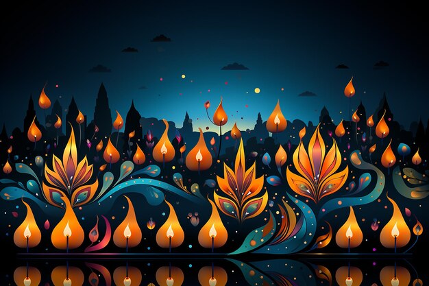 Ilustración vectorial de un arreglo de Diwali Diya que se forma el día de Diwali Ai generado