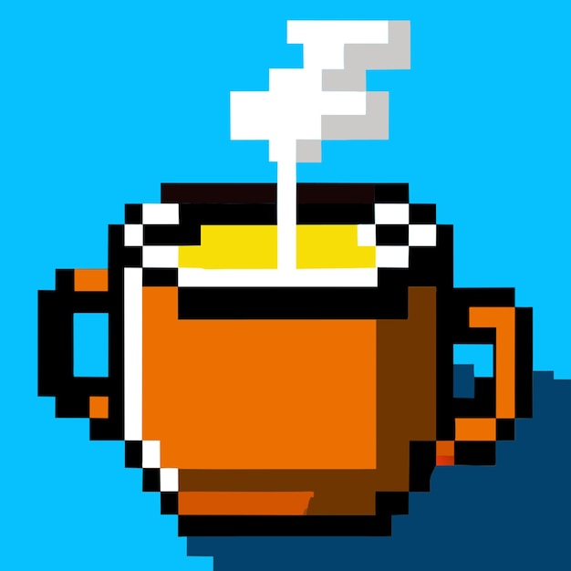 Ilustración vectorial de arte de píxeles de la taza plana 2