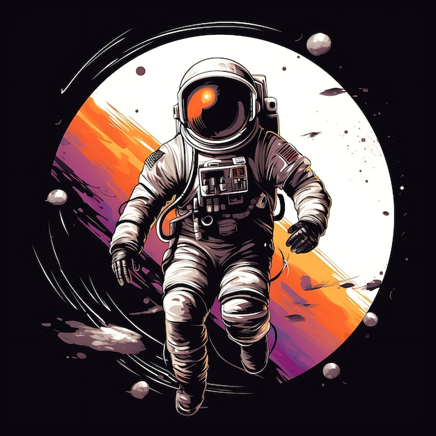 Ilustración vectorial de astronauta para el diseño de camisetas