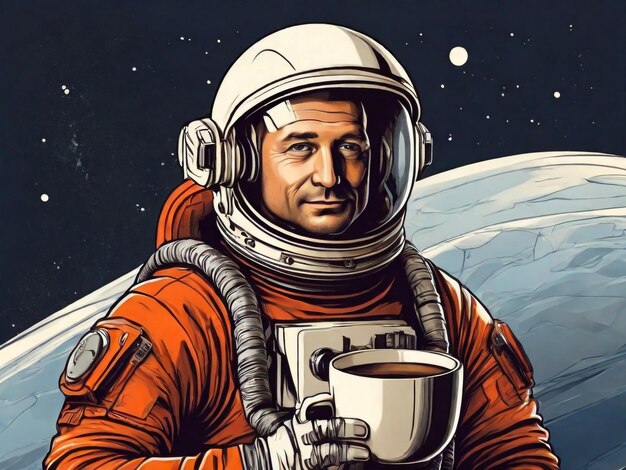 Ilustración vectorial de astronauta hombre del espacio dibujado a mano para el diseño de impresión de camisetas