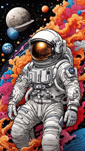 Ilustración vectorial de astronauta para niños Libro de páginas para colorear o Diseño de camiseta