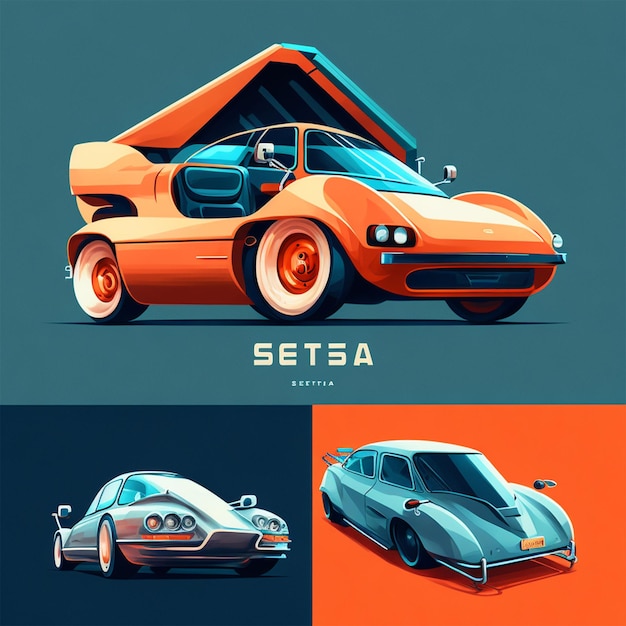 Ilustración vectorial de automóviles acelerando en estilo Ilustración vectorial de automóviles cautivadora