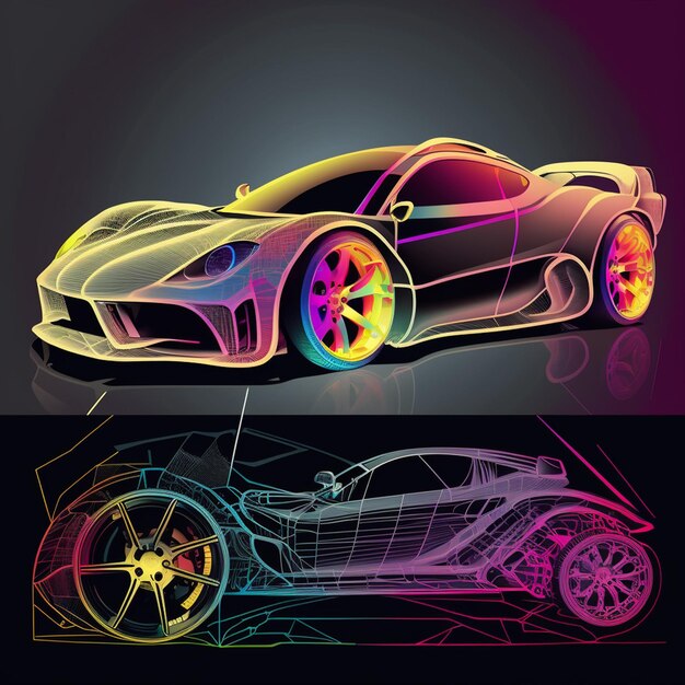 Foto ilustración vectorial de automóviles acelerando en estilo ilustración vectorial de automóviles cautivadora