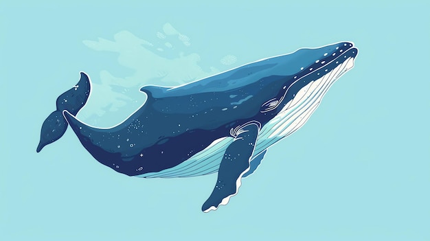 Foto ilustración vectorial de una ballena azul la ballena está representada en un estilo realista con su gran cuerpo y largas aletas