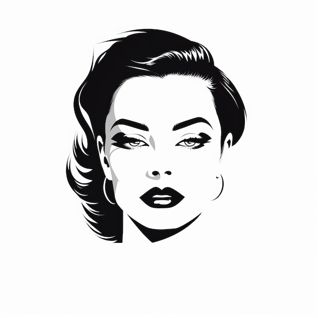 Ilustración vectorial en blanco y negro de la cara de una mujer