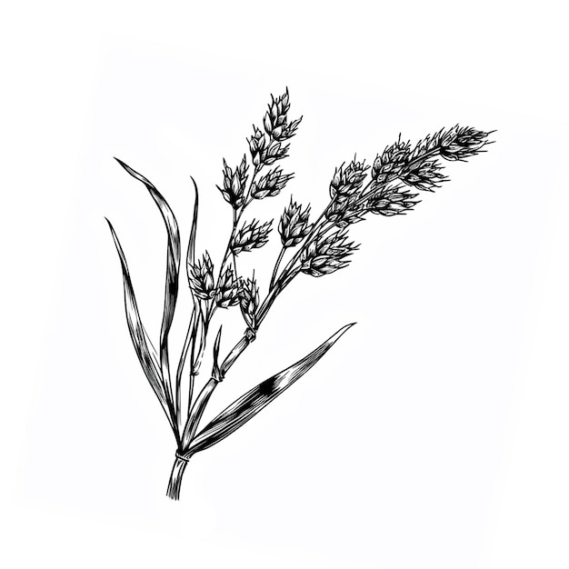 Foto ilustración vectorial en blanco y negro de la rama de los cultivos