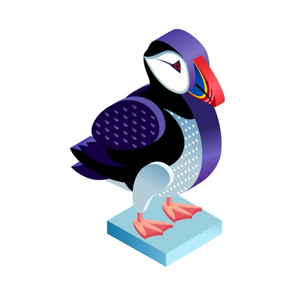 Ilustración vectorial bloqueo isométrico de aves