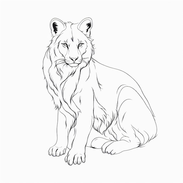 Ilustración vectorial de boceto de león dibujado a mano aislado en fondo blanco