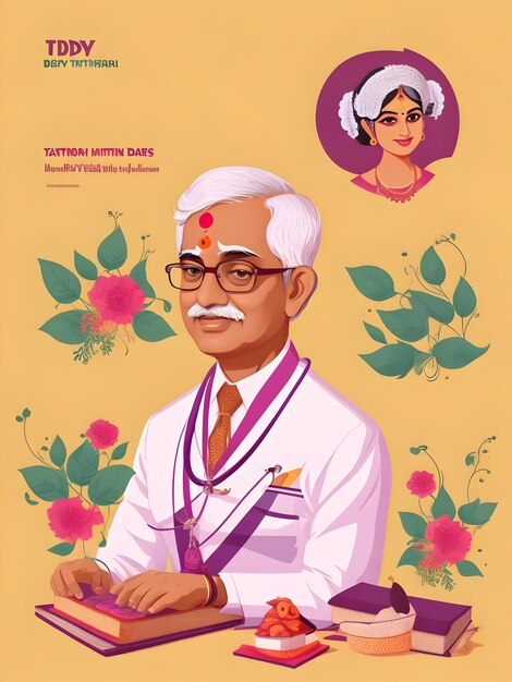 Ilustración vectorial celebración del día del maestro en el cumpleaños del dr. sarvepalli radhakrishna feliz te