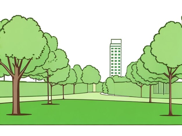 Foto ilustración vectorial de césped verde vibrante en un parque público urbano