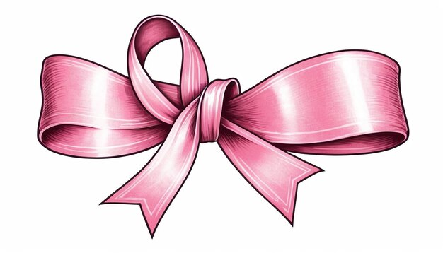 Foto ilustración vectorial de cinta rosa para la concientización sobre el cáncer